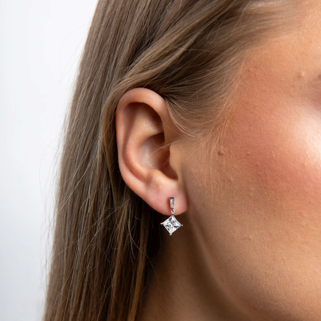 Diamonfire Cubic Zirconia Princess Cut Drop Earrings E6593