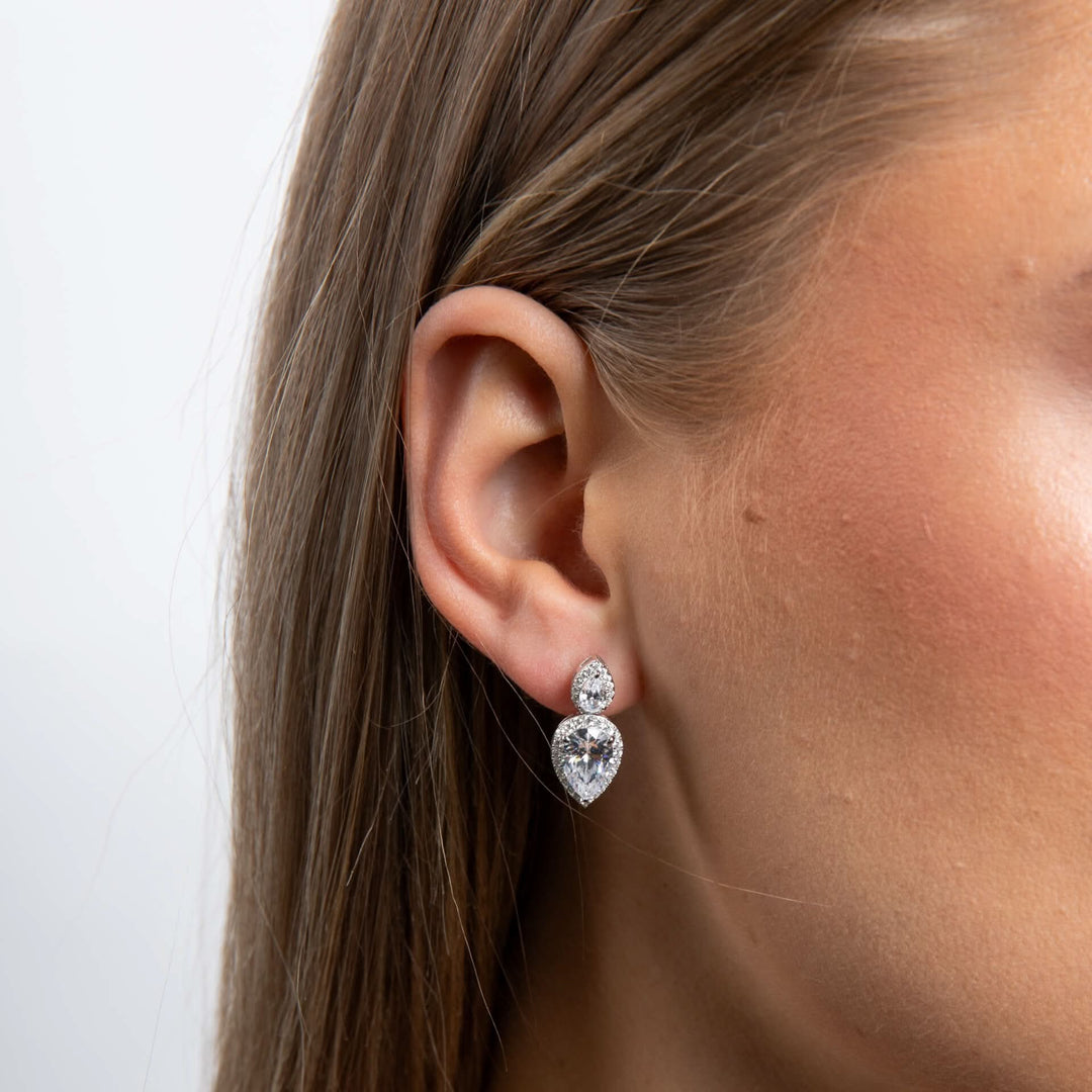 Diamonfire Cubic Zirconia Double Tear Drop Earrings E6596