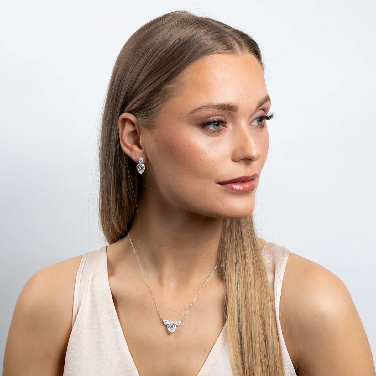 Diamonfire Cubic Zirconia Double Tear Drop Earrings E6596