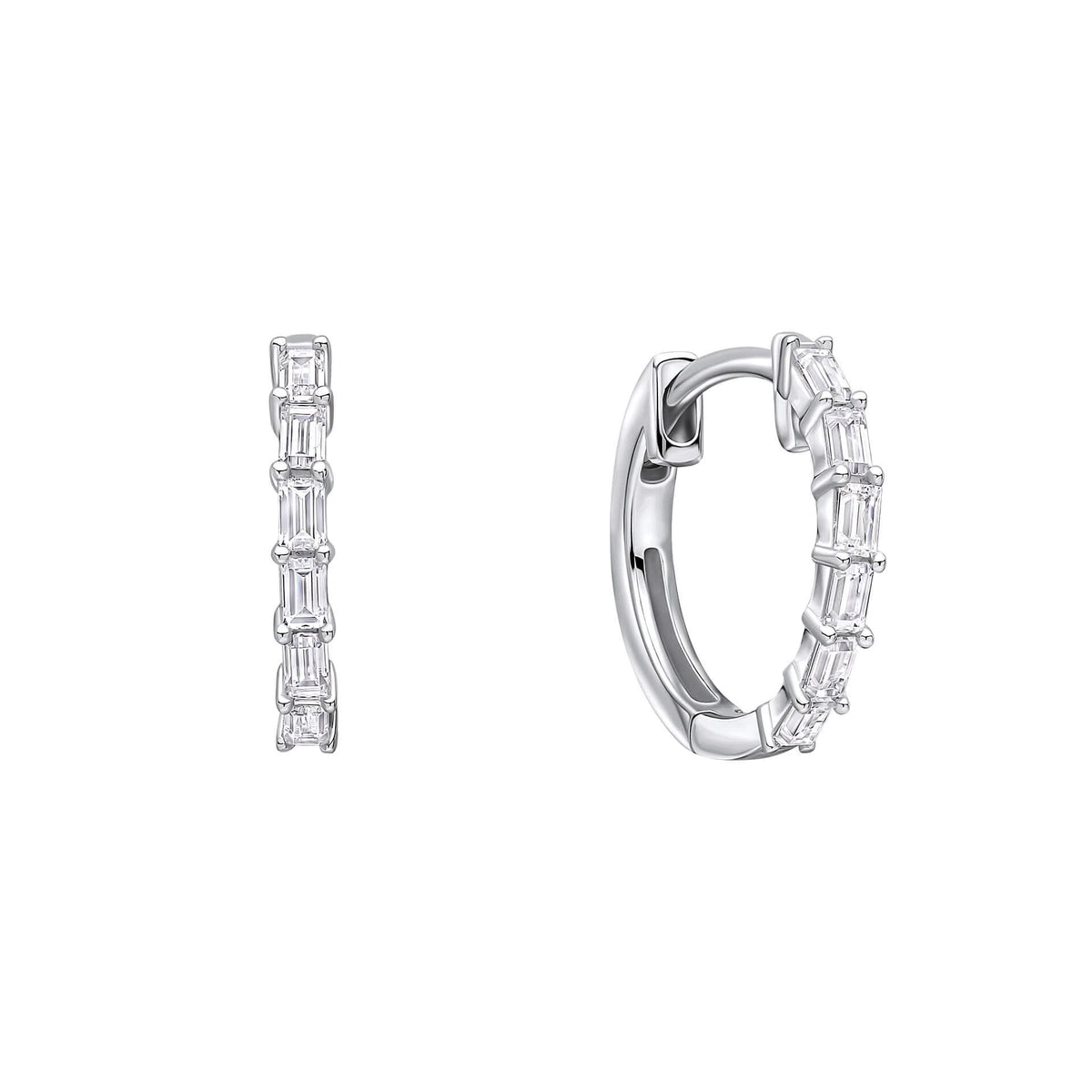 Diamonfire Baguette Cubic Zirconia Hoop Earrings E6598