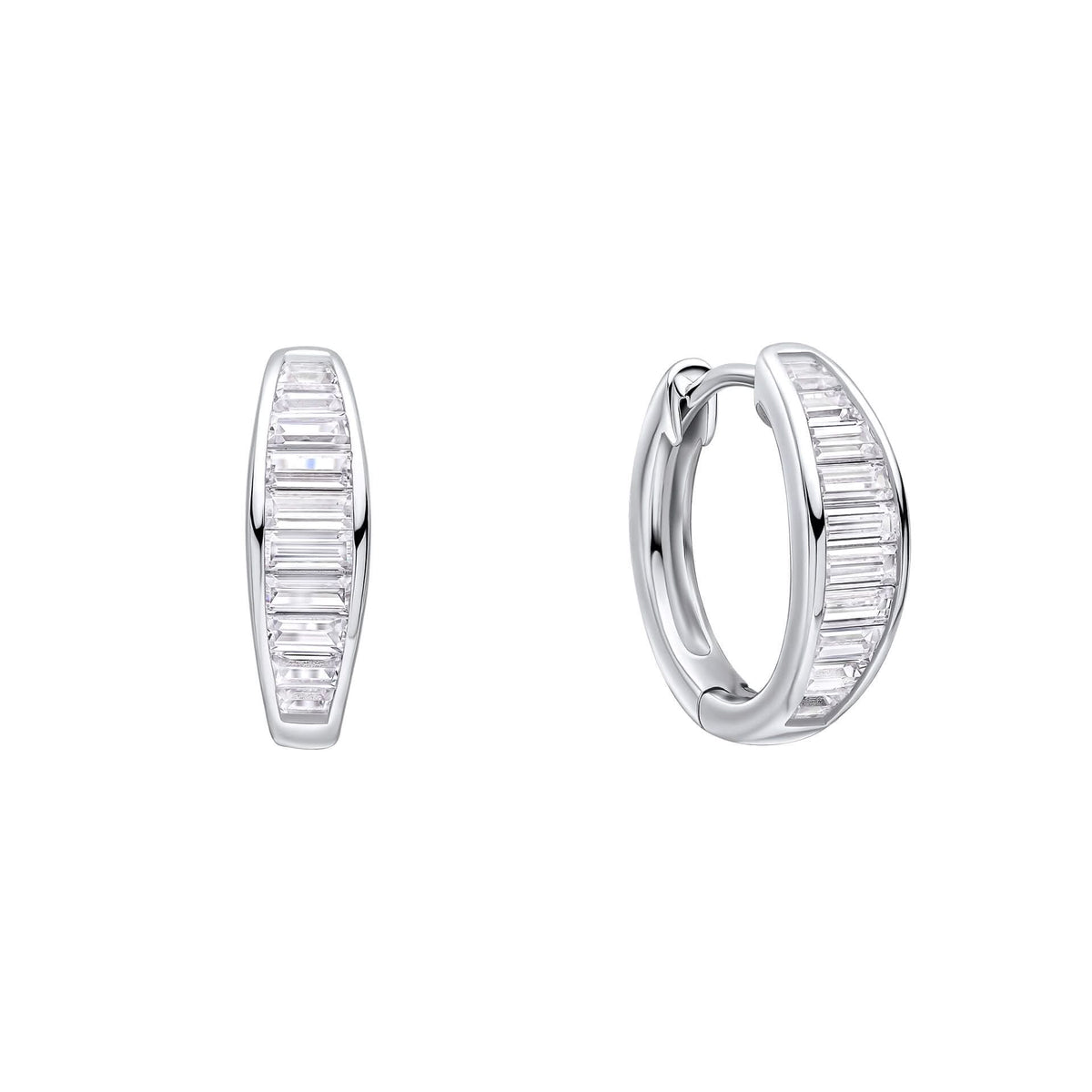Diamonfire Channel Set Baguette Cubic Zirconia Hoop Earrings E6600