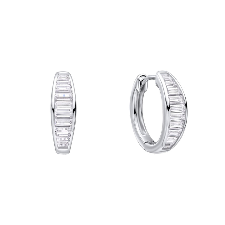 Diamonfire Channel Set Baguette Cubic Zirconia Hoop Earrings E6600