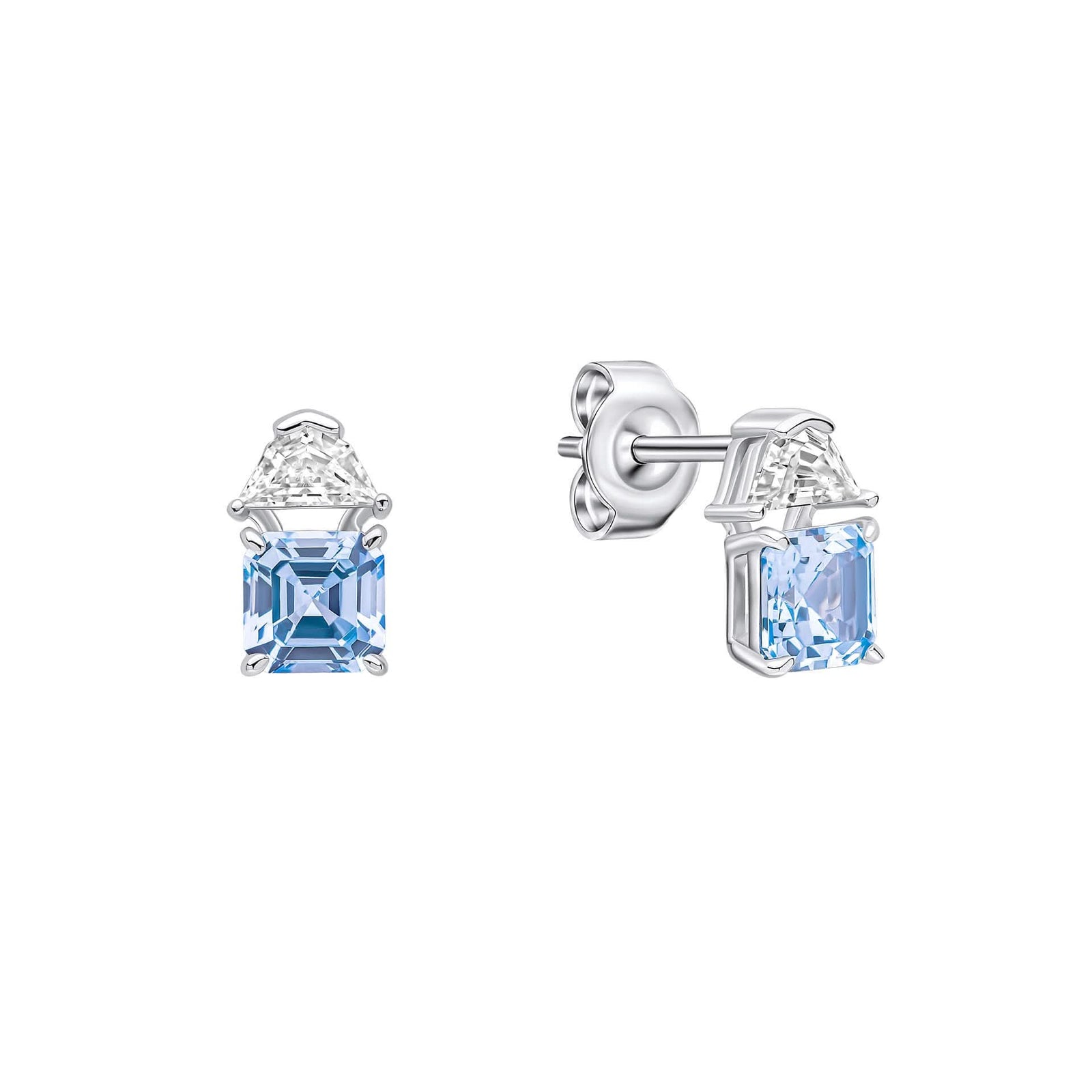 Diamonfire Square Cut Aquamarine Blue Cubic Zirconia Earrings E6601