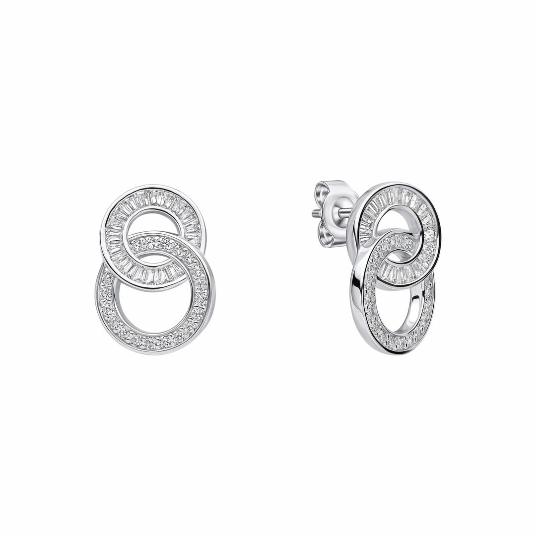 Diamonfire Cubic Zirconia Linked Circles Stud Earrings E6602