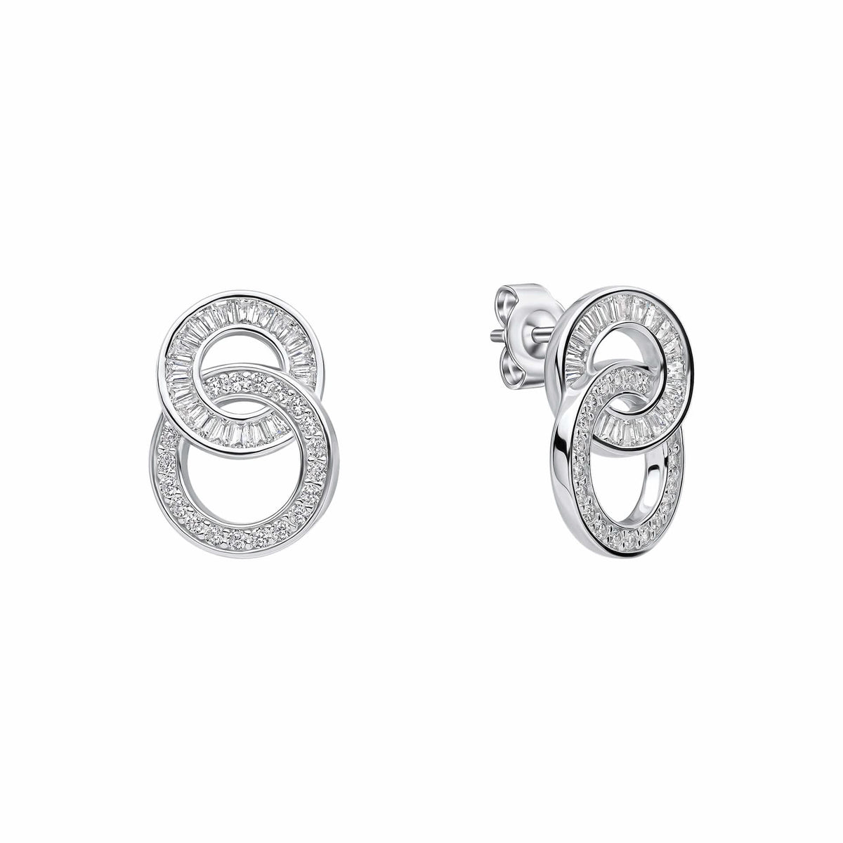 Diamonfire Cubic Zirconia Linked Circles Stud Earrings E6602