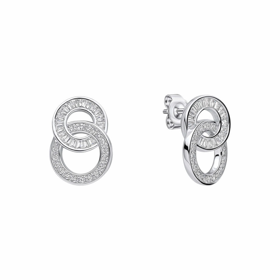 Diamonfire Cubic Zirconia Linked Circles Stud Earrings E6602