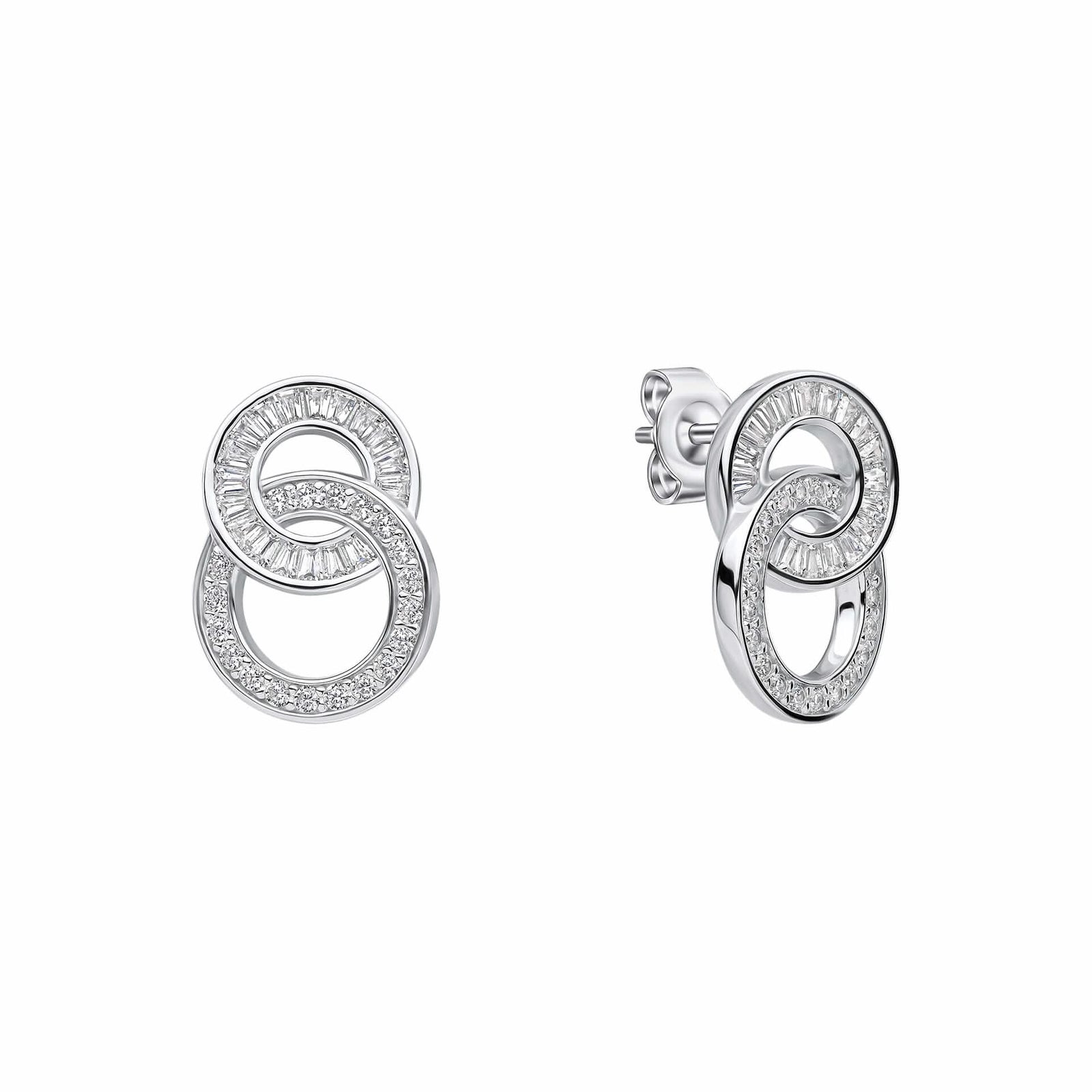 Diamonfire Cubic Zirconia Linked Circles Stud Earrings E6602