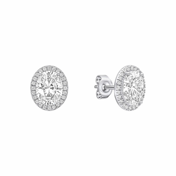Diamonfire Cubic Zirconia Oval Halo Earrings E6603