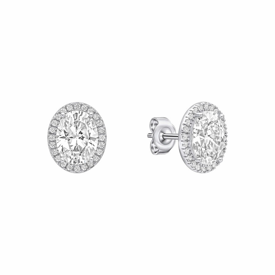 Diamonfire Cubic Zirconia Oval Halo Earrings E6603