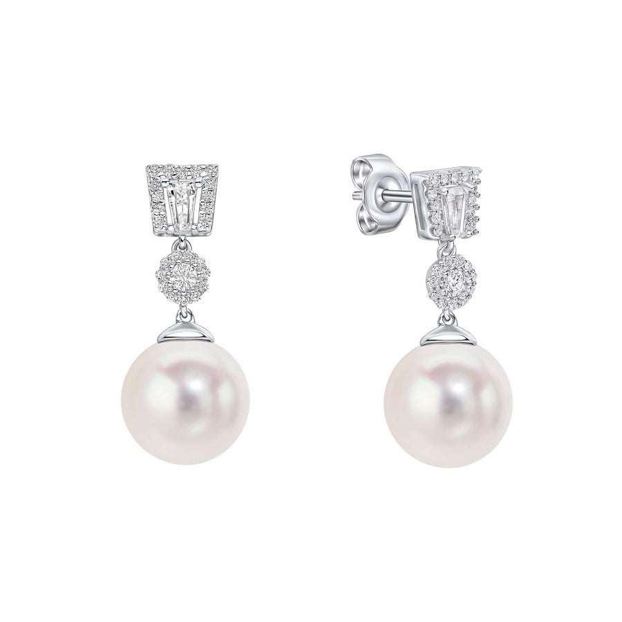 Diamonfire Cubic Zirconia Shell Pearl Drop Earrings E6604