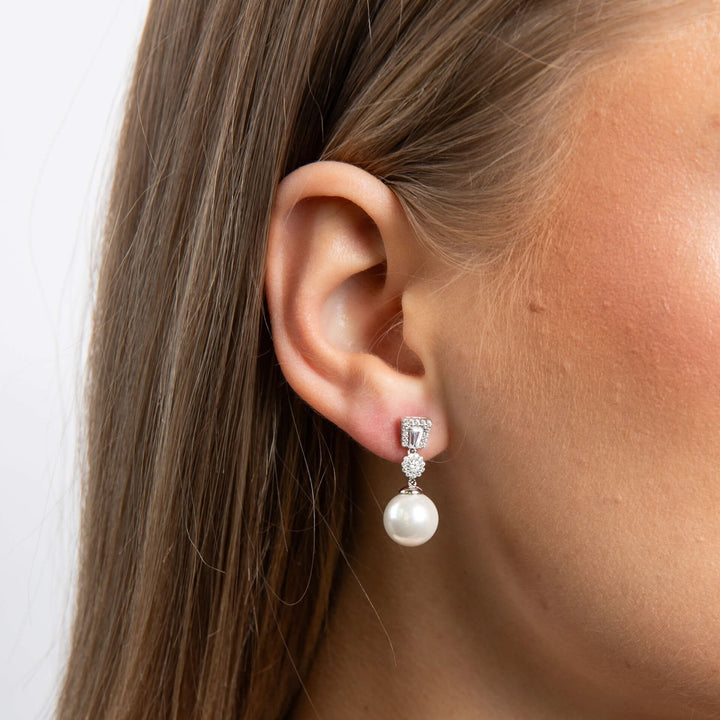Diamonfire Cubic Zirconia Shell Pearl Drop Earrings E6604