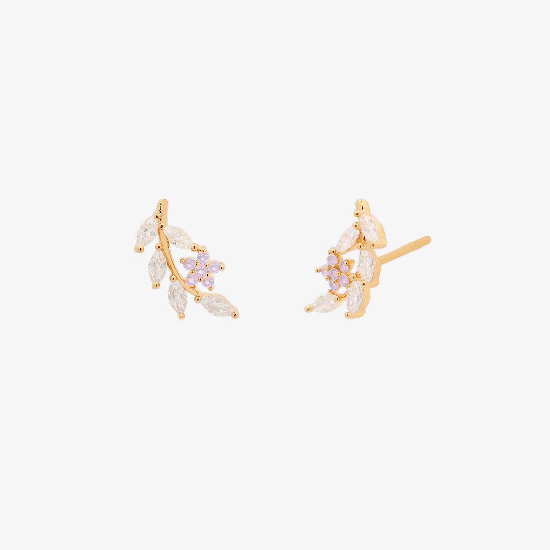 Moonstone flower branch earrings-0