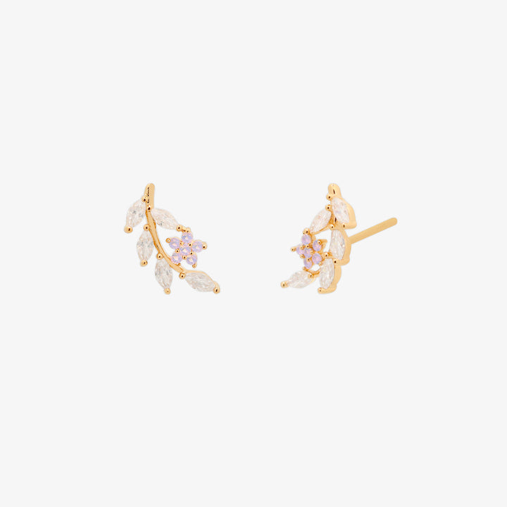 Moonstone flower branch earrings-0