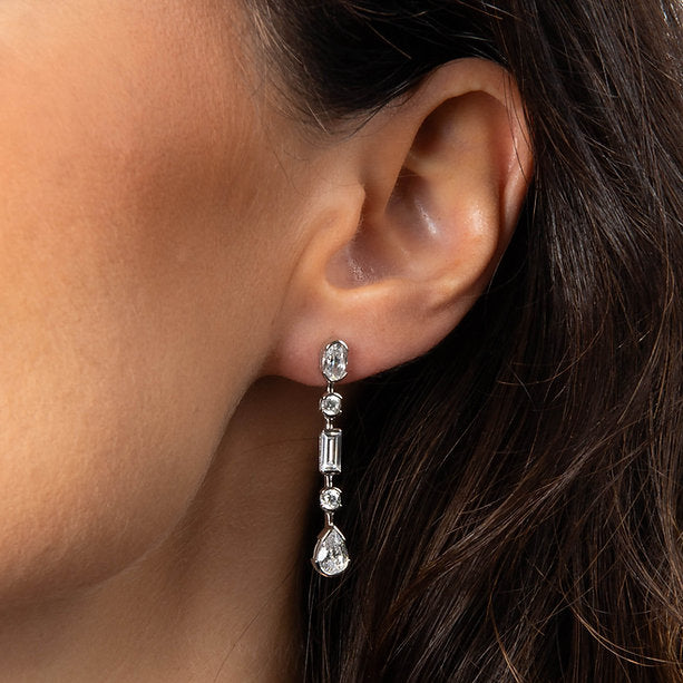 Diamonfire Clear Cubic Zirconia Modern Pear Cut Earrings E6702