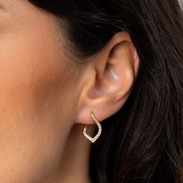 Diamonfire Gold Clear Cubic Zirconia Delicate Oval Cut Earrings E6709