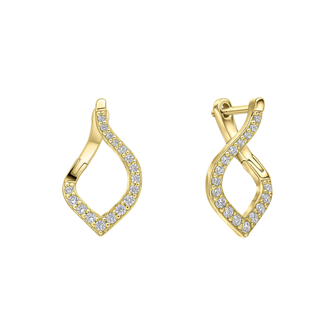 Diamonfire Gold Clear Cubic Zirconia Delicate Oval Cut Earrings E6709