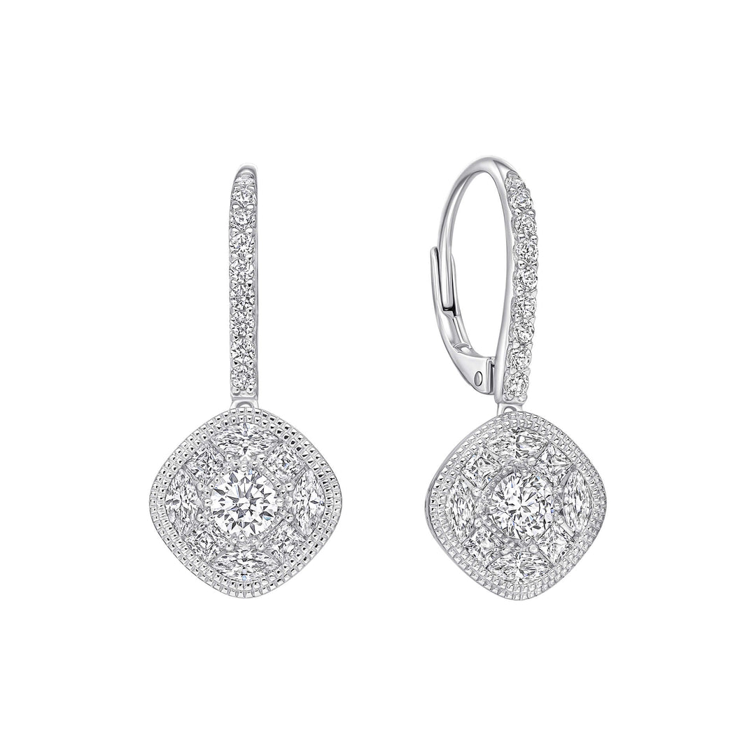 Diamonfire Clear Cubic Zirconia Contemporary Princess Cut Earrings E6710