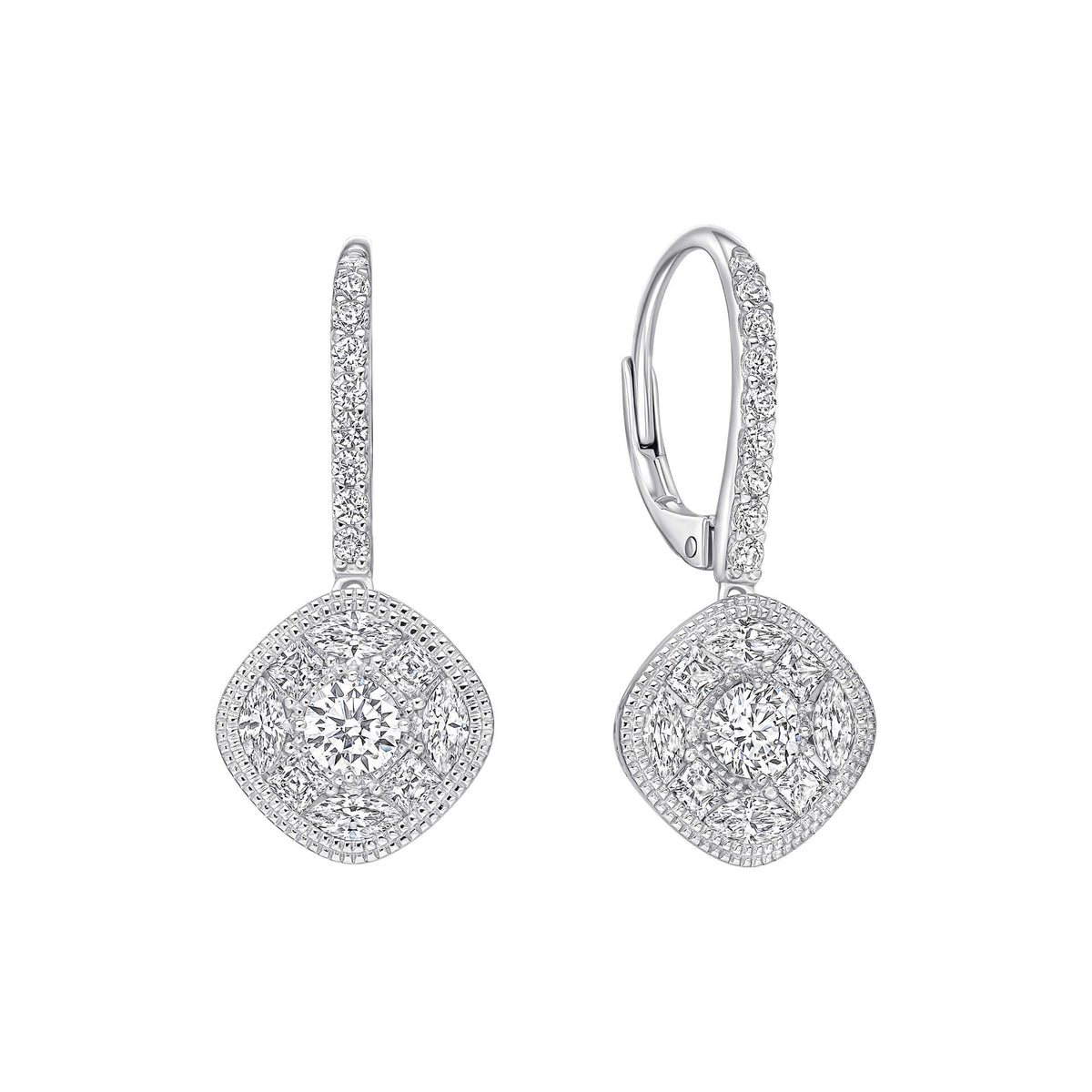 Diamonfire Clear Cubic Zirconia Contemporary Princess Cut Earrings E6710