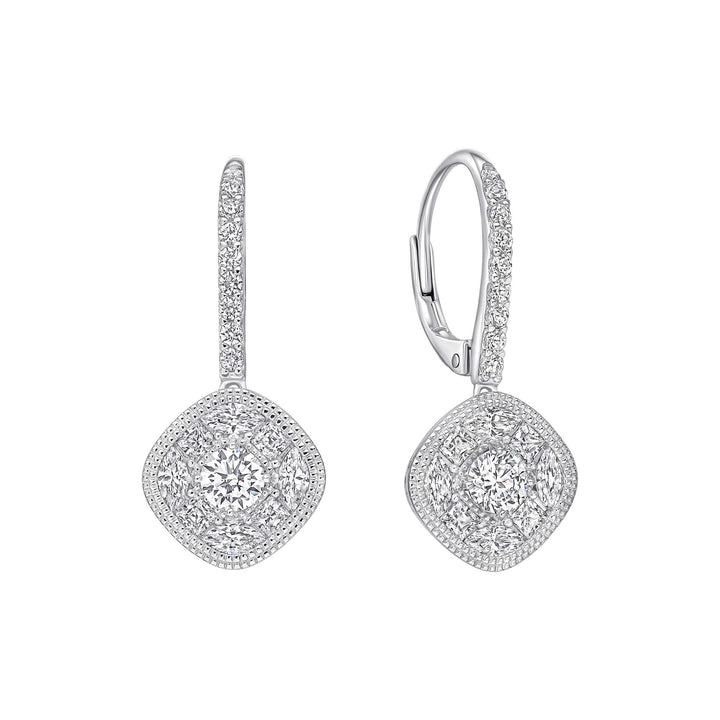 Diamonfire Clear Cubic Zirconia Contemporary Princess Cut Earrings E6710