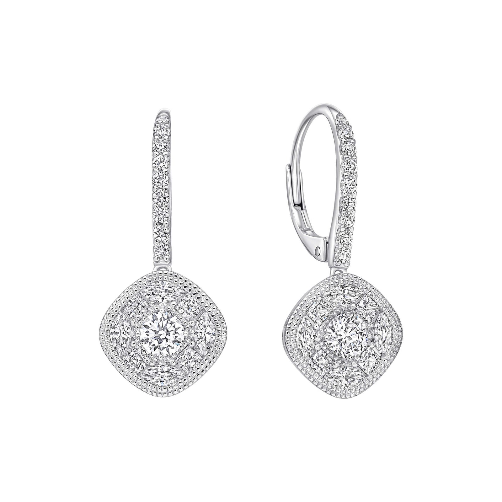Diamonfire Clear Cubic Zirconia Contemporary Princess Cut Earrings E6710