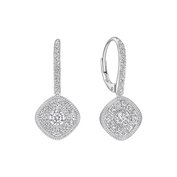 Diamonfire Clear Cubic Zirconia Contemporary Princess Cut Earrings E6710