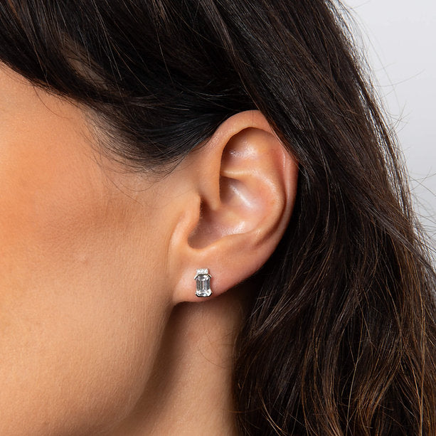 Diamonfire Clear Cubic Zirconia Minimal Princess Cut Earrings E6713