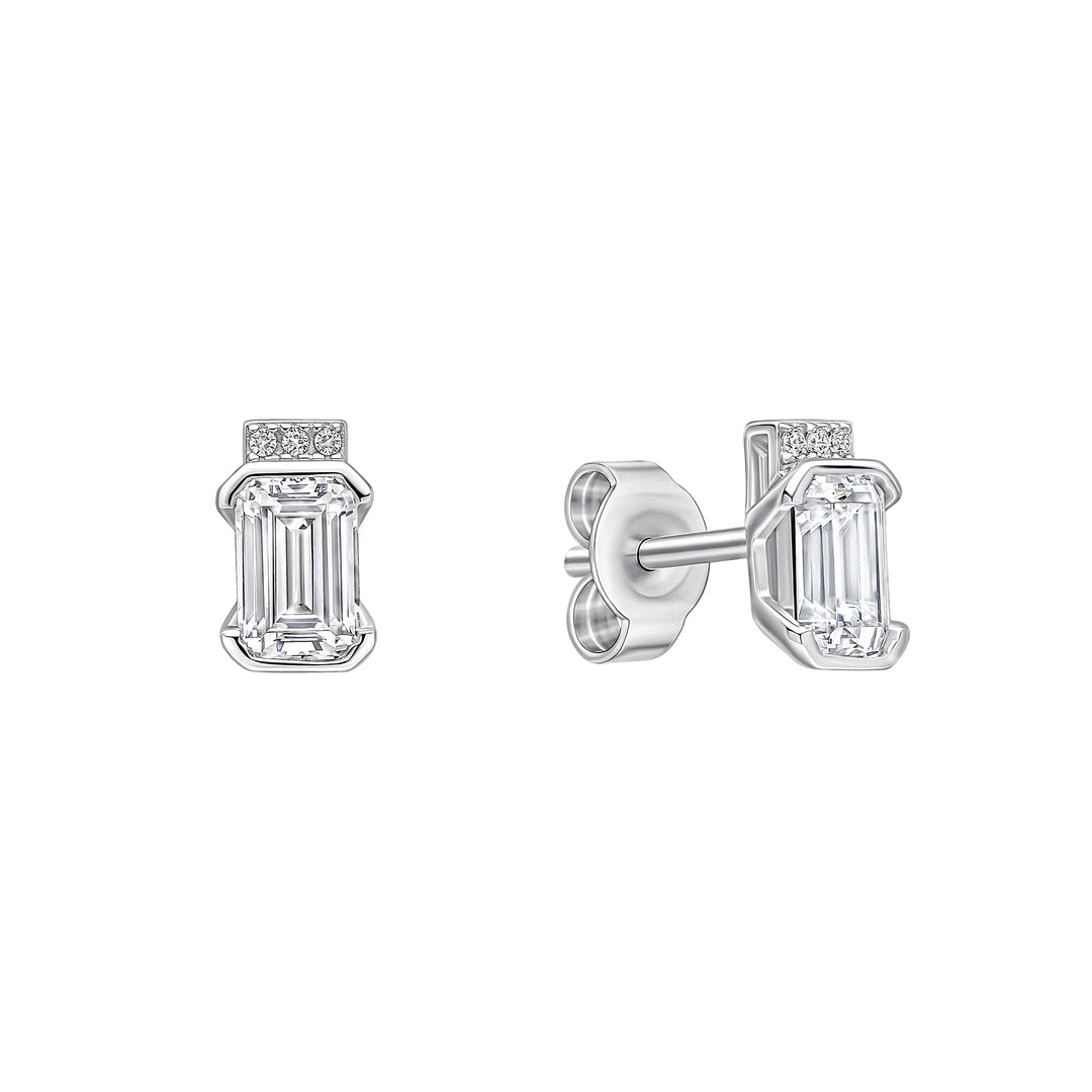 Diamonfire Clear Cubic Zirconia Minimal Princess Cut Earrings E6713