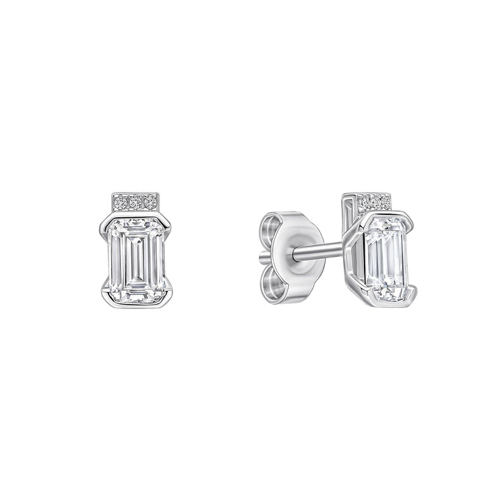 Diamonfire Clear Cubic Zirconia Minimal Princess Cut Earrings E6713