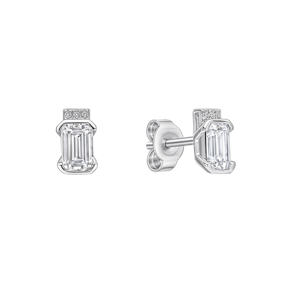 Diamonfire Clear Cubic Zirconia Minimal Princess Cut Earrings E6713
