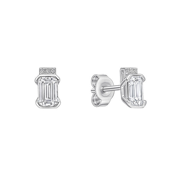 Diamonfire Clear Cubic Zirconia Minimal Princess Cut Earrings E6713