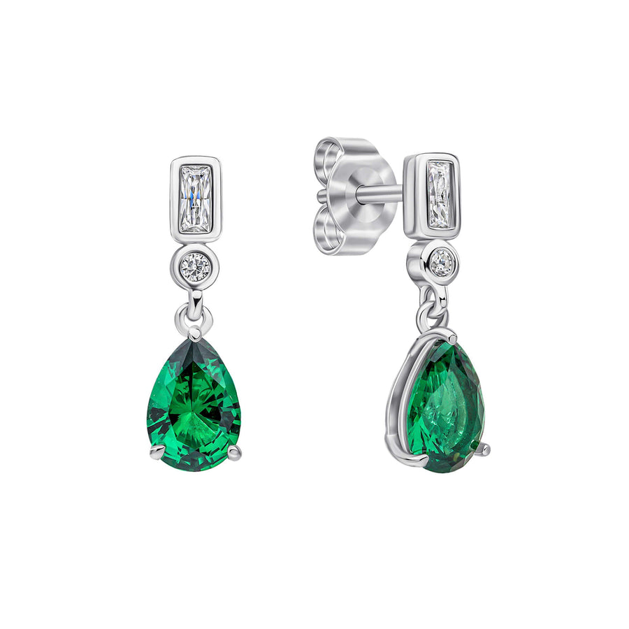 Diamonfire Clear Green Nano Cubic Zirconia Modern Cushion Cut Earrings E6716