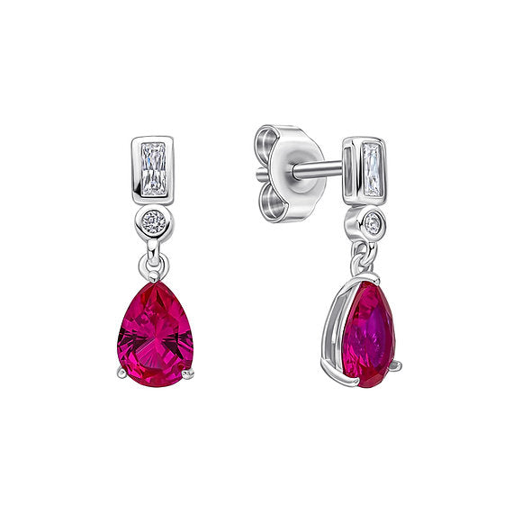 Diamonfire Clear Ruby Cubic Zirconia Timeless Pear Cut Earrings E6717