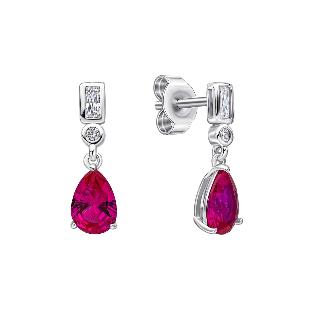 Diamonfire Clear Ruby Cubic Zirconia Timeless Pear Cut Earrings E6717