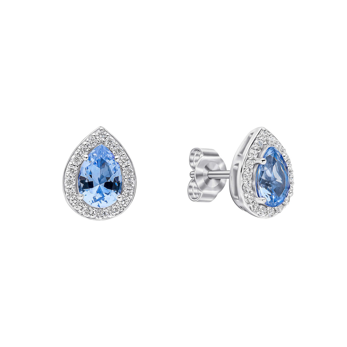 Diamonfire Clear Grey Blue Cubic Zirconia Everyday Princess Cut Earrings E6718