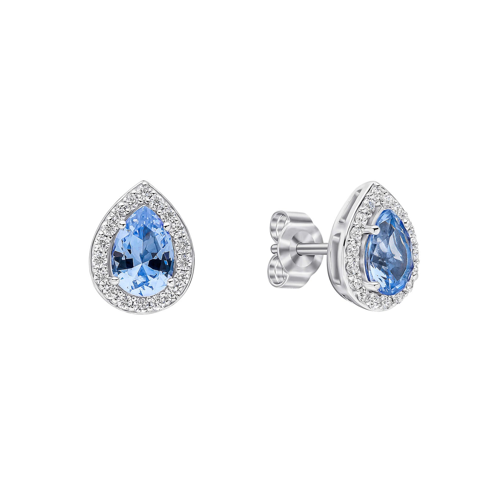 Diamonfire Clear Grey Blue Cubic Zirconia Everyday Princess Cut Earrings E6718