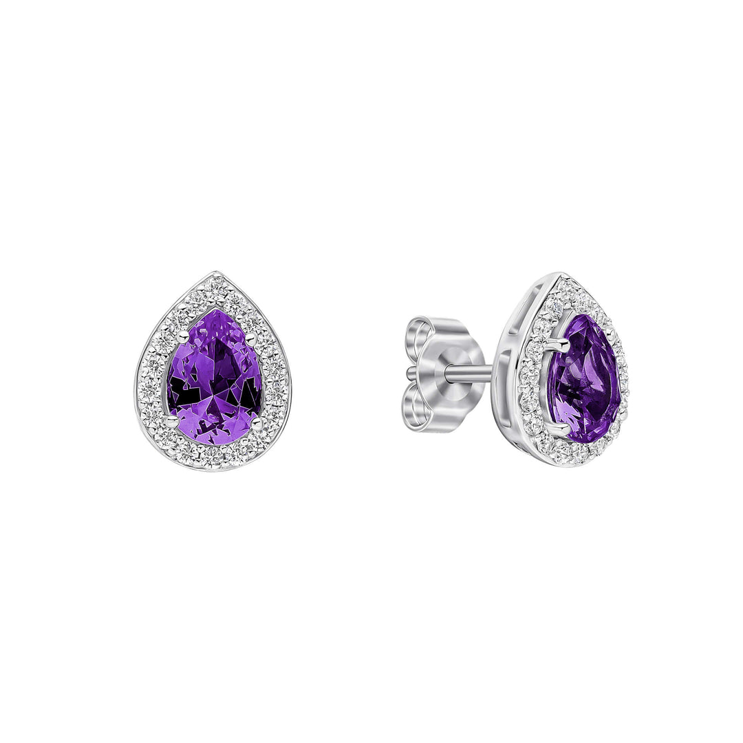 Diamonfire Clear Amethyst Cubic Zirconia Delicate Princess Cut Earrings E6719