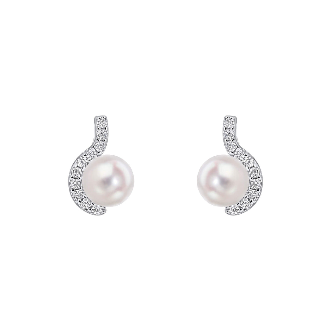 Diamonfire Clear Cubic Zirconia White Shell Pearl Delicate Oval Cut Earrings E6721