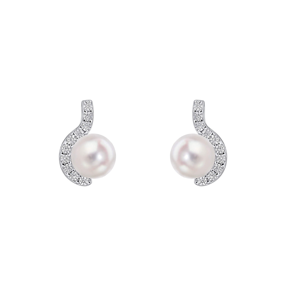 Diamonfire Clear Cubic Zirconia White Shell Pearl Delicate Oval Cut Earrings E6721