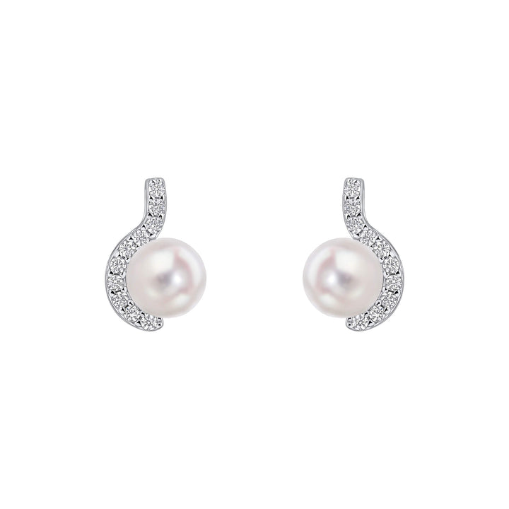 Diamonfire Clear Cubic Zirconia White Shell Pearl Delicate Oval Cut Earrings E6721