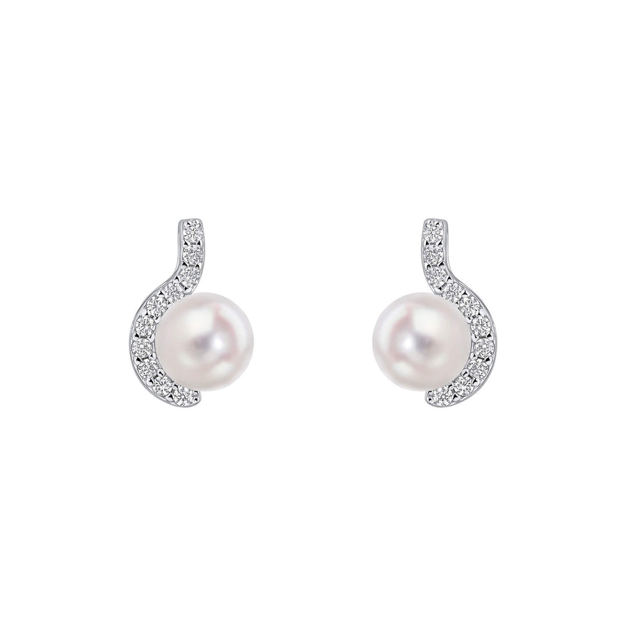 Diamonfire Clear Cubic Zirconia White Shell Pearl Delicate Oval Cut Earrings E6721
