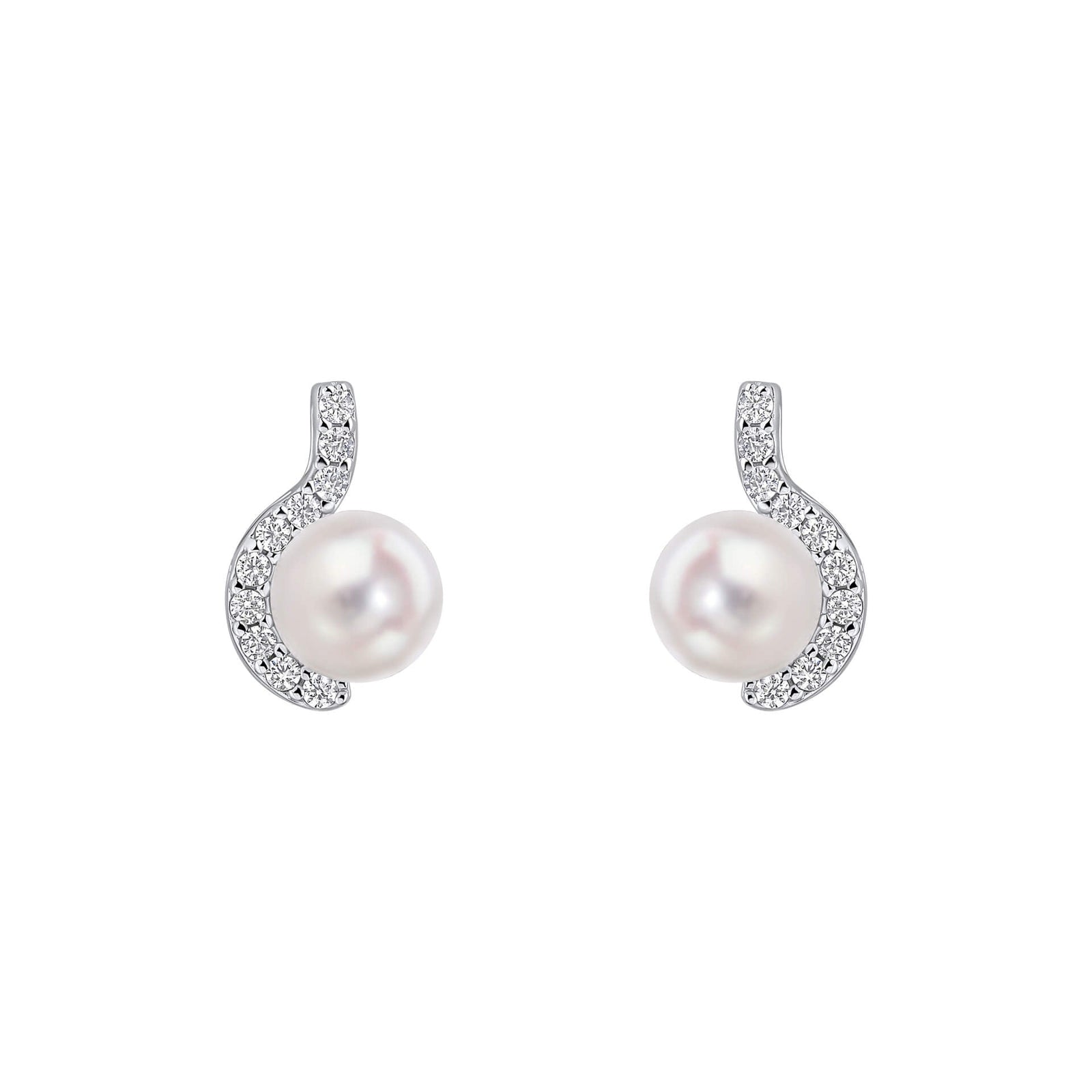 Diamonfire Clear Cubic Zirconia White Shell Pearl Delicate Oval Cut Earrings E6721