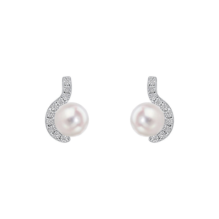 Diamonfire Clear Cubic Zirconia White Shell Pearl Delicate Oval Cut Earrings E6721