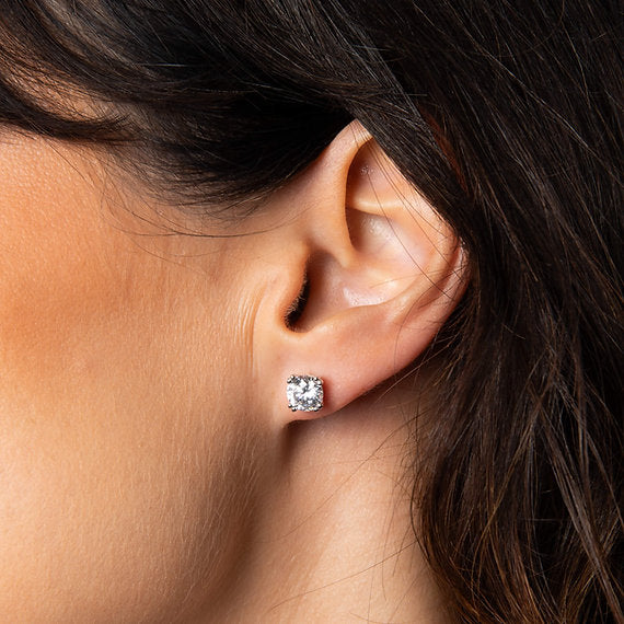 Diamonfire Clear Cubic Zirconia Minimal Princess Cut Solitaire Style Earrings E6723