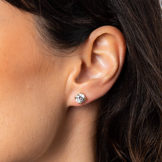 Diamonfire Gold Clear Cubic Zirconia Delicate Oval Cut Claw Set Earrings E6724