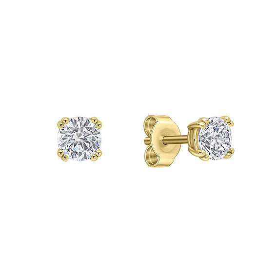 Diamonfire Gold Clear Cubic Zirconia Delicate Oval Cut Claw Set Earrings E6724