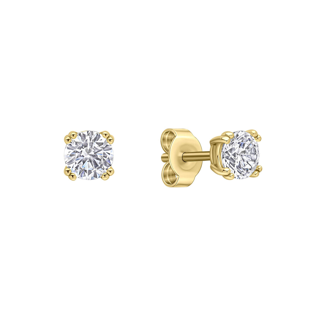 Diamonfire Gold Clear Cubic Zirconia Delicate Oval Cut Claw Set Earrings E6724