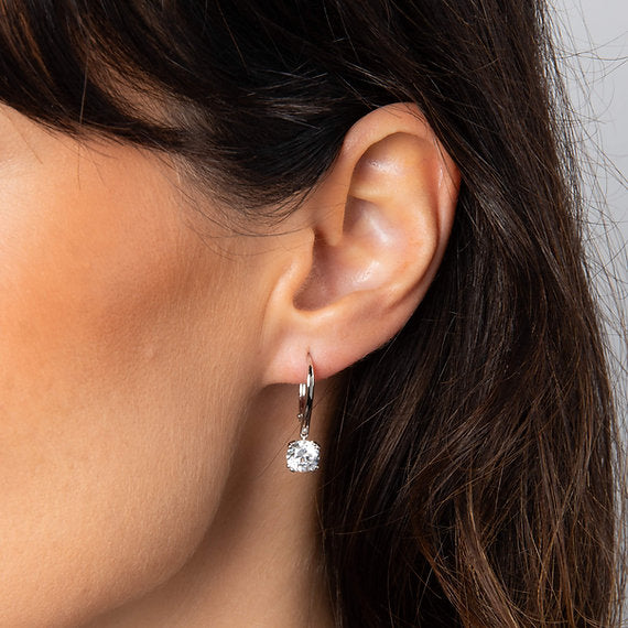 Diamonfire Clear Cubic Zirconia Modern Cushion Cut Bezel Set Earrings E6725