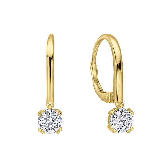 Diamonfire Gold Clear Cubic Zirconia Classic Brilliant Cut Earrings E6726