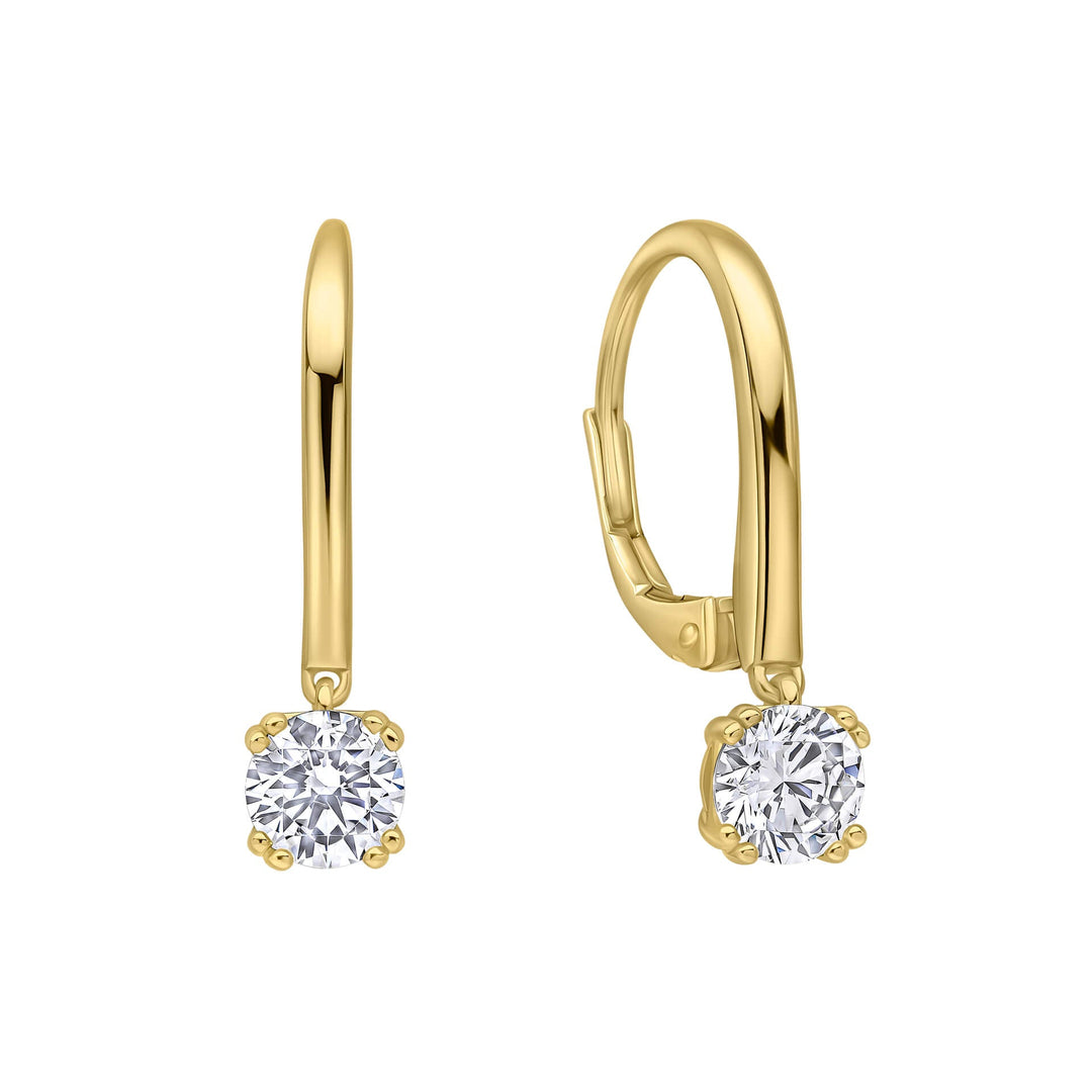 Diamonfire Gold Clear Cubic Zirconia Classic Brilliant Cut Earrings E6726