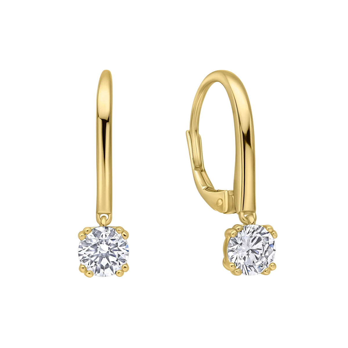 Diamonfire Gold Clear Cubic Zirconia Classic Brilliant Cut Earrings E6726